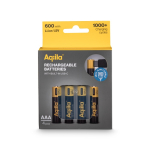 Paquete de 4 pilas AAA recargables con conexión USB-C de 600mAh color negro septima vista