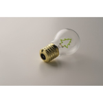 Bombilla LED decorativa con diseño de filamento y accionada con pilas color verde fluorescente vista fotografía quinta vista