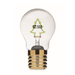 Bombilla LED decorativa con diseño de filamento y accionada con pilas color verde fluorescente vista de impresión