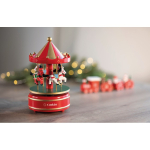 Mini caja de música de madera con carrusel giratorio navideño color multicolor vista bodegón principal