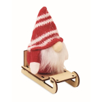 Adorno navideño de madera de gnomo en trineo relleno de algodón color rojo