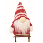 Adorno navideño de madera de gnomo en trineo relleno de algodón color rojo tercera vista