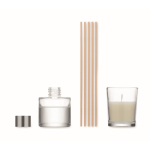 Set aromático con difusor en vidrio y vela de aroma de vainilla color beige quinta vista