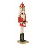 Muñeco decorativo de personaje cascanueces de madera con base estable color rojo