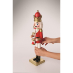 Muñeco decorativo de personaje cascanueces de madera con base estable color rojo vista fotografía segunda vista