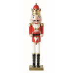 Muñeco decorativo de personaje cascanueces de madera con base estable color rojo cuarta vista