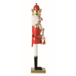 Muñeco decorativo de personaje cascanueces de madera con base estable color rojo sexta vista