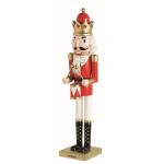 Muñeco decorativo de personaje cascanueces de madera con base estable color rojo vista principal