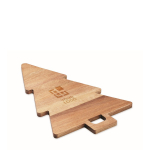 Tabla de servir de madera de acacia en forma de árbol de Navidad color madera vista de impresión