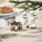 Set de 3 moldes de acero inox. para galletas con formas navideñas color beige vista bodegón