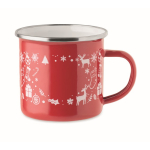 Taza de metal esmaltado con estilo navideño en caja individual 300ml color rojo segunda vista