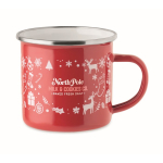 Taza de metal esmaltado con estilo navideño en caja individual 300ml color rojo vista principal segunda vista