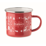 Taza de metal esmaltado con estilo navideño en caja individual 300ml color rojo segunda vista principal