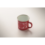 Taza de metal esmaltado con estilo navideño en caja individual 300ml color rojo vista fotografía tercera vista