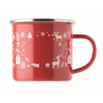 Taza de metal esmaltado con estilo navideño en caja individual 300ml color rojo cuarta vista