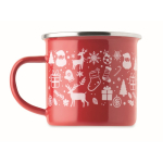 Taza de metal esmaltado con estilo navideño en caja individual 300ml color rojo quinta vista