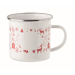 Taza de metal esmaltado con estilo navideño en caja individual 300ml color blanco segunda vista