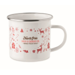 Taza de metal esmaltado con estilo navideño en caja individual 300ml color blanco vista principal segunda vista