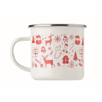 Taza de metal esmaltado con estilo navideño en caja individual 300ml color blanco quinta vista
