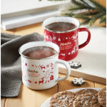 Taza de metal esmaltado con estilo navideño en caja individual 300ml color blanco segunda vista bodegón principal