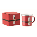 Taza metálica con capa de esmalte de Papá Noel y caja de regalo 300ml color rojo