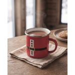 Taza metálica con capa de esmalte de Papá Noel y caja de regalo 300ml color rojo vista bodegón