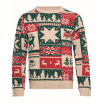 Jersey navideño de punto 100% acrílico con temática navideña color beige