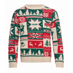 Jersey navideño de punto 100% acrílico con temática navideña color beige vista principal