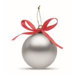 Bola de Navidad para colgar con cinta y presentada en caja de regalo color plateado tercera vista