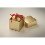 Bola de Navidad para colgar con cinta y presentada en caja de regalo color dorado vista fotografía segunda vista