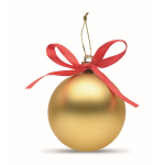 Bola de Navidad para colgar con cinta y presentada en caja de regalo color dorado tercera vista