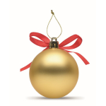 Bola de Navidad para colgar con cinta y presentada en caja de regalo color dorado cuarta vista