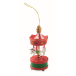 Adorno de carrusel hecho de madera para colgar en árbol de Navidad color rojo