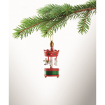 Adorno de carrusel hecho de madera para colgar en árbol de Navidad color rojo vista fotografía tercera vista