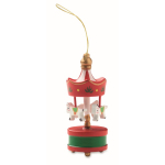 Adorno de carrusel hecho de madera para colgar en árbol de Navidad color rojo quinta vista