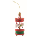 Adorno de carrusel hecho de madera para colgar en árbol de Navidad color rojo sexta vista