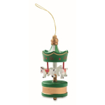 Adorno de carrusel hecho de madera para colgar en árbol de Navidad color verde quinta vista