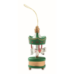Adorno de carrusel hecho de madera para colgar en árbol de Navidad color verde sexta vista