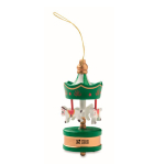 Adorno de carrusel hecho de madera para colgar en árbol de Navidad color verde vista de impresión