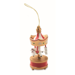 Adorno de carrusel hecho de madera para colgar en árbol de Navidad color dorado