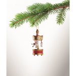 Adorno de carrusel hecho de madera para colgar en árbol de Navidad color dorado vista fotografía tercera vista