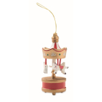 Adorno de carrusel hecho de madera para colgar en árbol de Navidad color dorado quinta vista