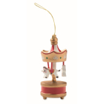 Adorno de carrusel hecho de madera para colgar en árbol de Navidad color dorado sexta vista