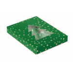 Set de 12 velas de té con aroma a canela en caja navideña color verde