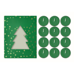 Set de 12 velas de té con aroma a canela en caja navideña color verde tercera vista