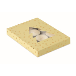Set de 12 velas de té con aroma a canela en caja navideña color beige