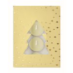 Set de 12 velas de té con aroma a canela en caja navideña color beige segunda vista