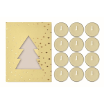 Set de 12 velas de té con aroma a canela en caja navideña color beige tercera vista