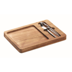 Set cascanueces y plato de madera de acacia para regalo corporativo color madera