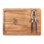 Set cascanueces y plato de madera de acacia para regalo corporativo color madera vista principal quinta vista